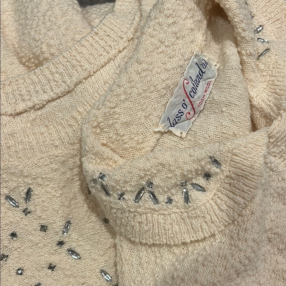 1950s knit dress, belt, and Jacket Set - Picture 5 of 8